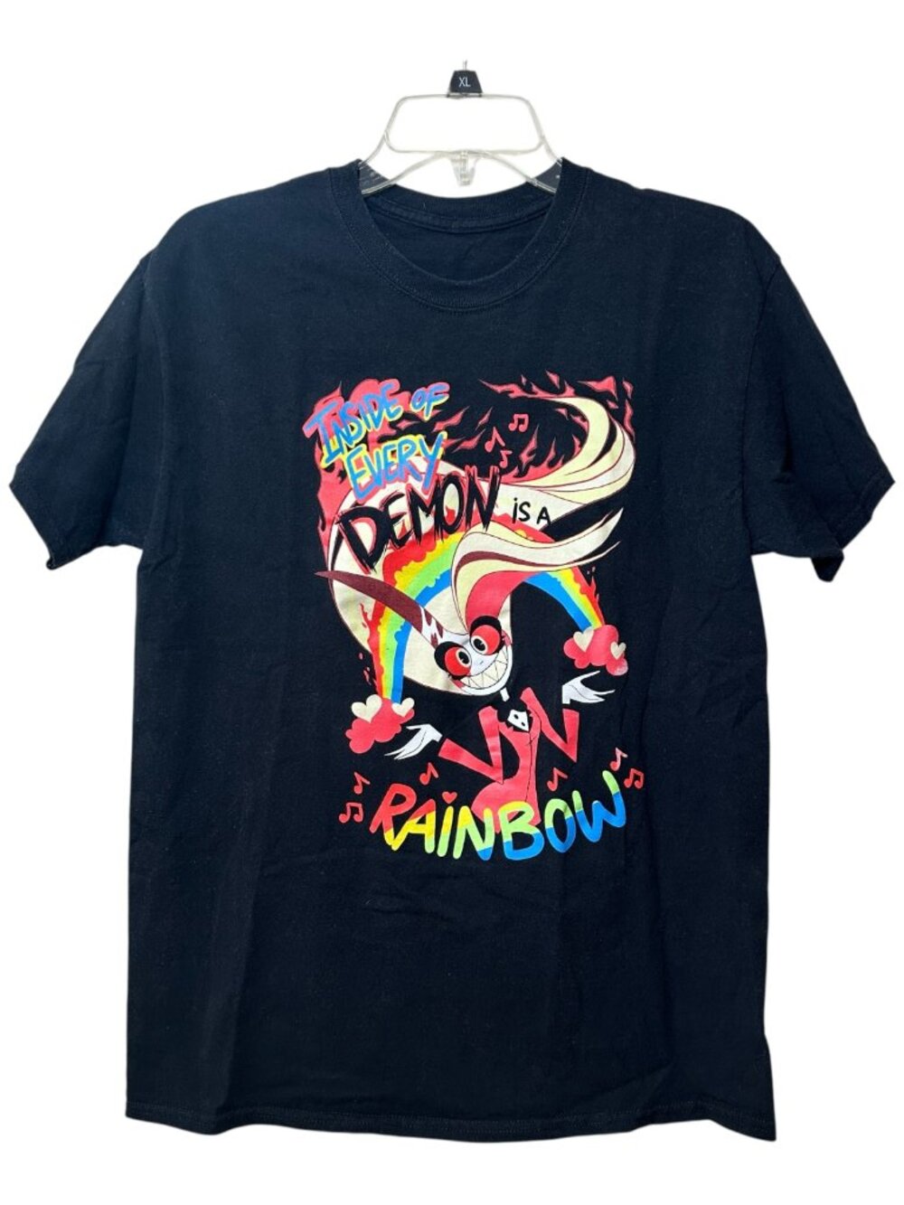 Hazbin Hotel T-Shirt Inside Every Demon Is A Rainbow XL Black Unisex Vivziepop